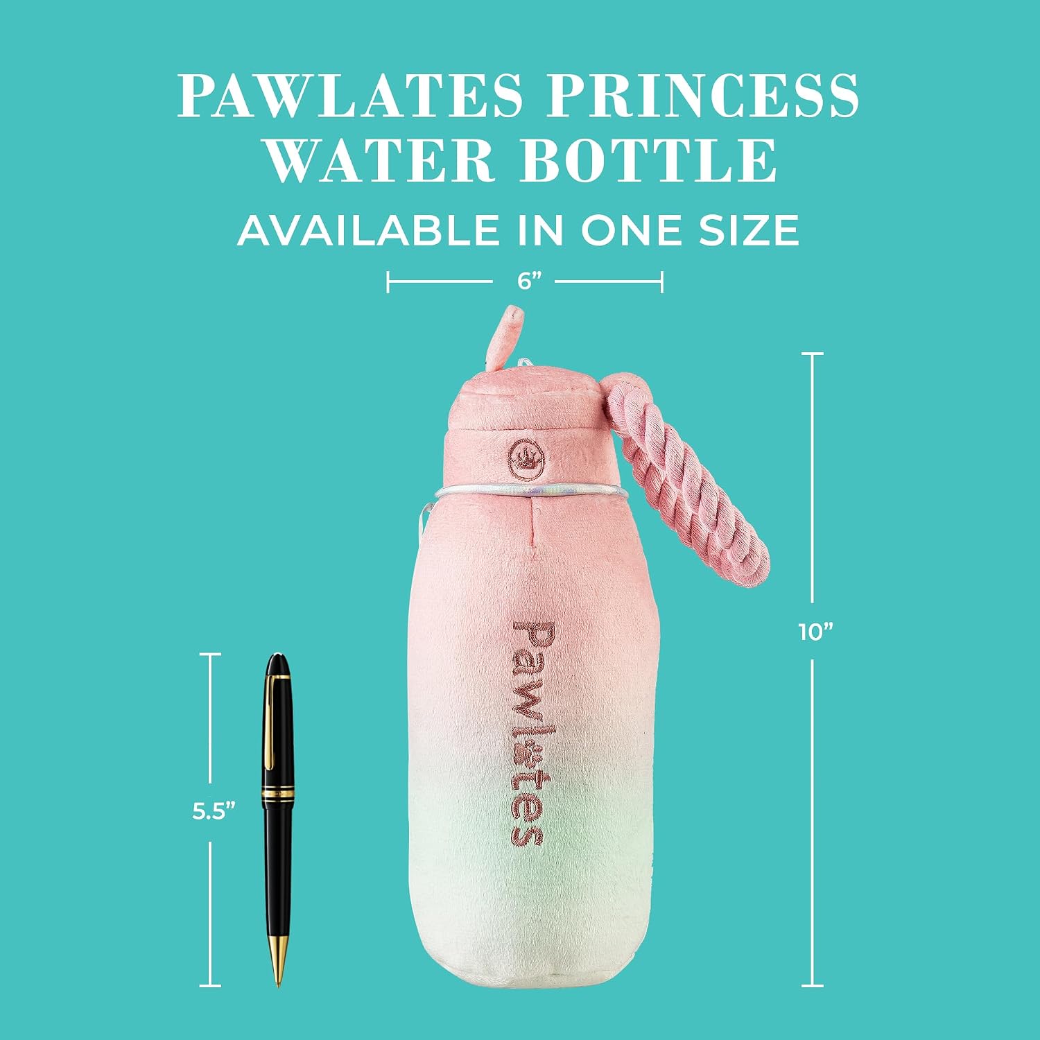 Haute Diggity Dog Pawlates Princess Water Bottle Plush Dog Toy Funny Parody | Interactive Stuffed Squeaky Toys for Small to Large Dogs, Soft & Cuddly, Indoor/Outdoor Play, Machine Washable, Multicolor