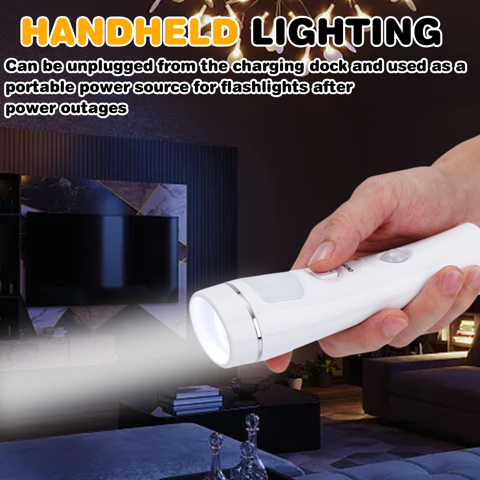 Luce Notturna 4 In 1 Con Sensore Di Movimento E Torcia LED – 2 Pezzi, Ricarica Wireless, IP44, Per Interni Ed Esterni, Bianco