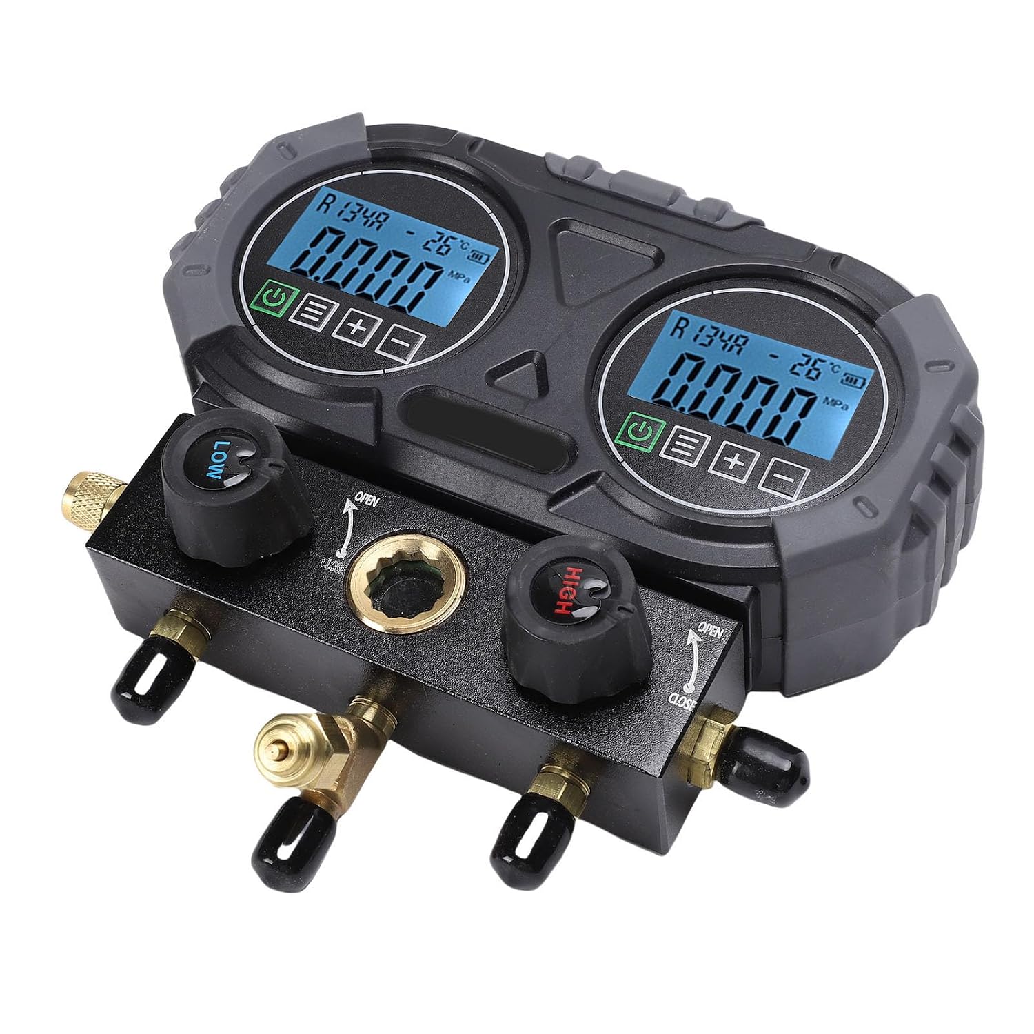 Digital Manifold Meter Air Conditioning Refrigerant Recharge Kit Pressure Vacuum Meter HVAC System