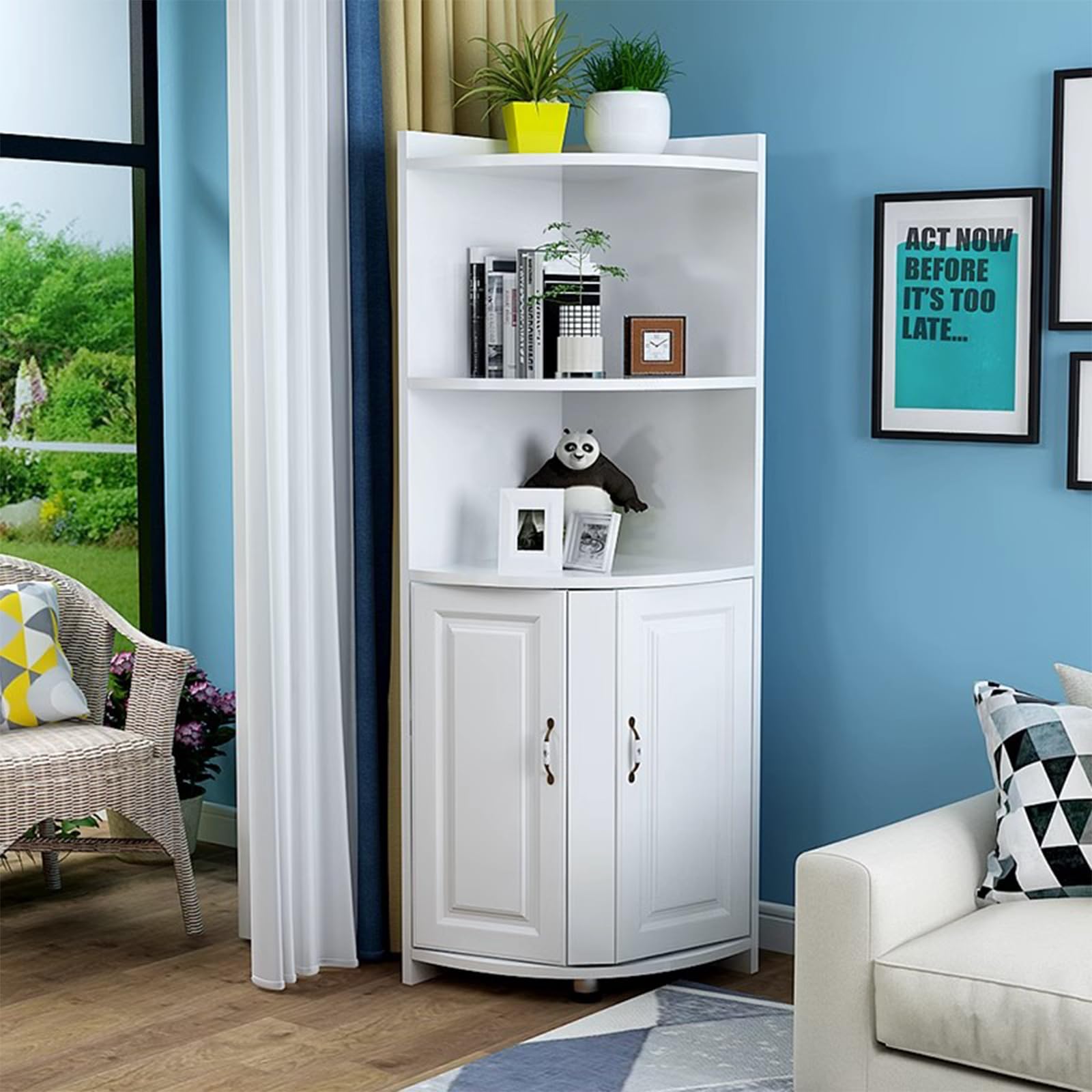 Amazon.co.jp: 本棚コーナーシェルフ 三角 コーナーラック収納棚棚cd