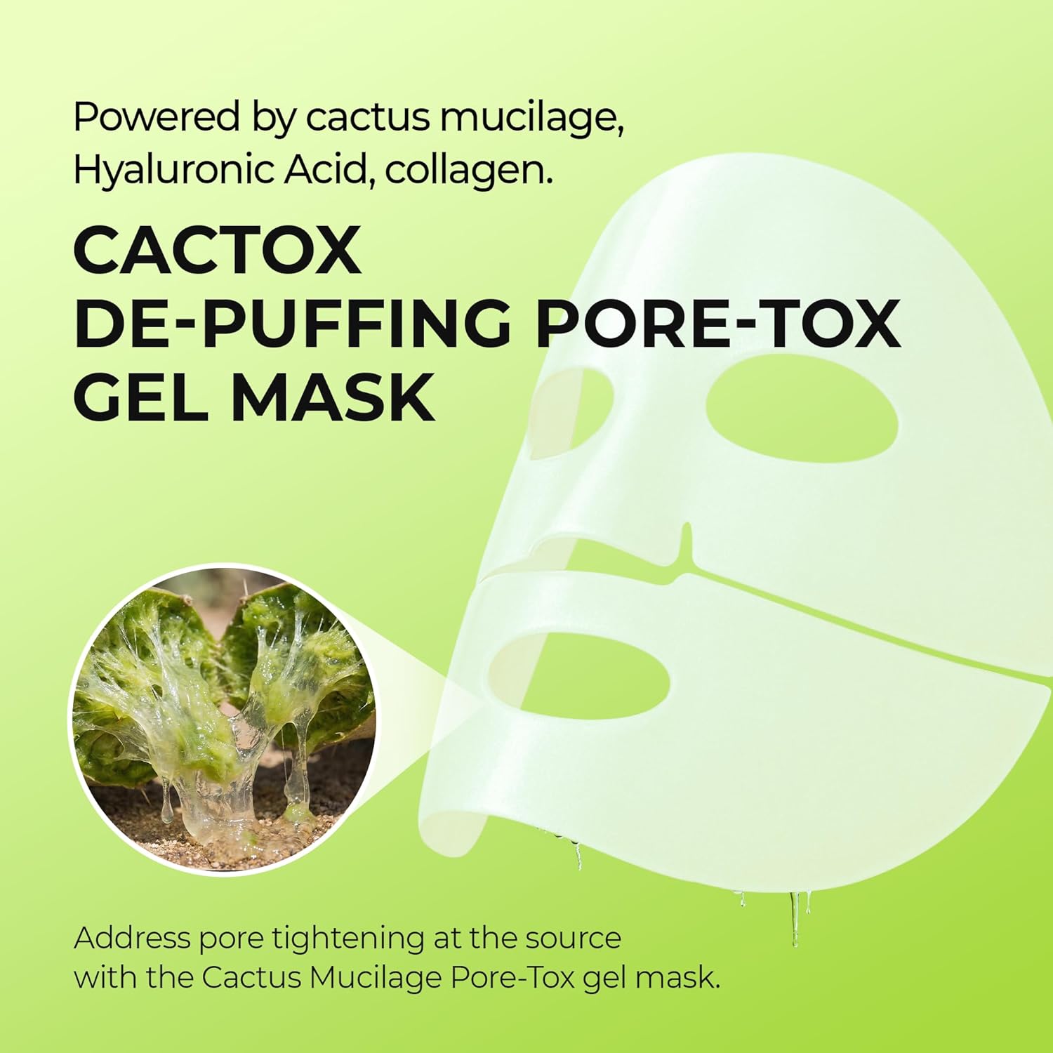 Dr.Melaxin CACTOX DE-PUFFING PORE TOX GEL MASK 4EA with Cactus Cooling Reduce Puffiness & Pore Tightening for Visible Pore Care Skin Repair - Image 2