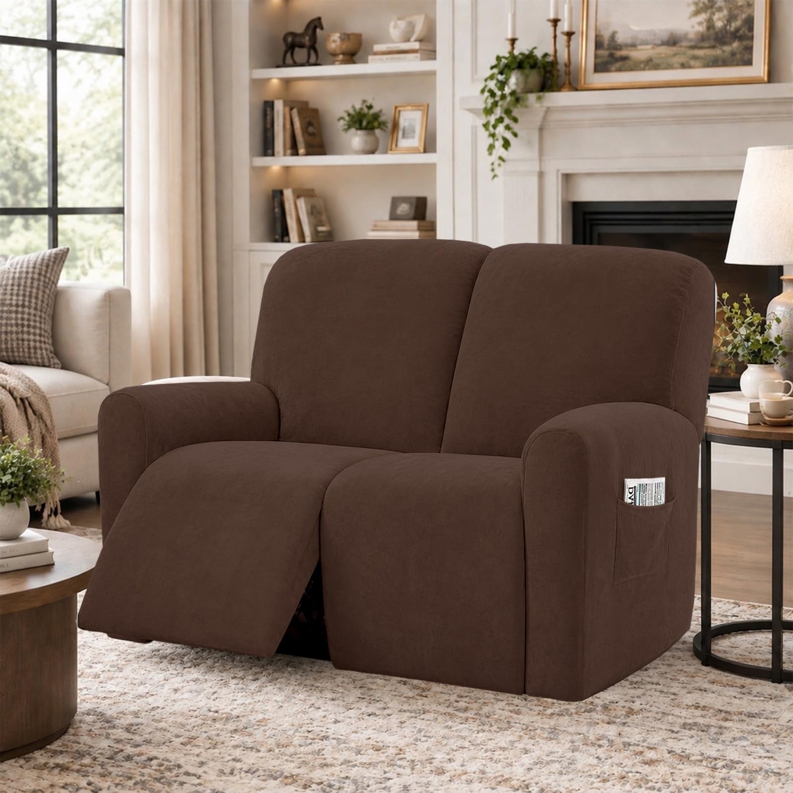 Stretch Velvet Recliner Sofa Cover, 2-Seater Recliner Chair Cover — image 1