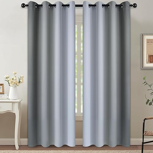 Miniatura 182 de SimpleHome Cortinas gruesas con aislamiento térmico y ojales, bloqueo de luz para oscurecer sala, dormitorio, 2 paneles, 52 x 72 pulgadas de largo,
