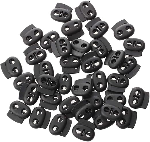 50 Fermacorda A Molla A Forma Di Zucca | Doppio Foro, Plastica Nera | Per Lacci, Abbigliamento E Scarpe - Foto 6