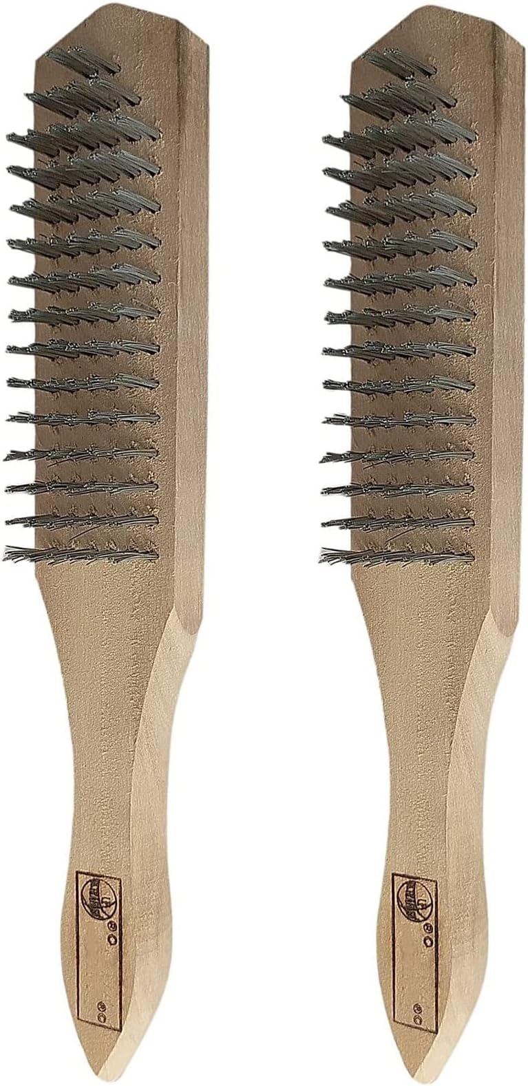 Inditrust Carbon Steel Wire Hand Brush 10 inch length Wooden handle (2pcs)