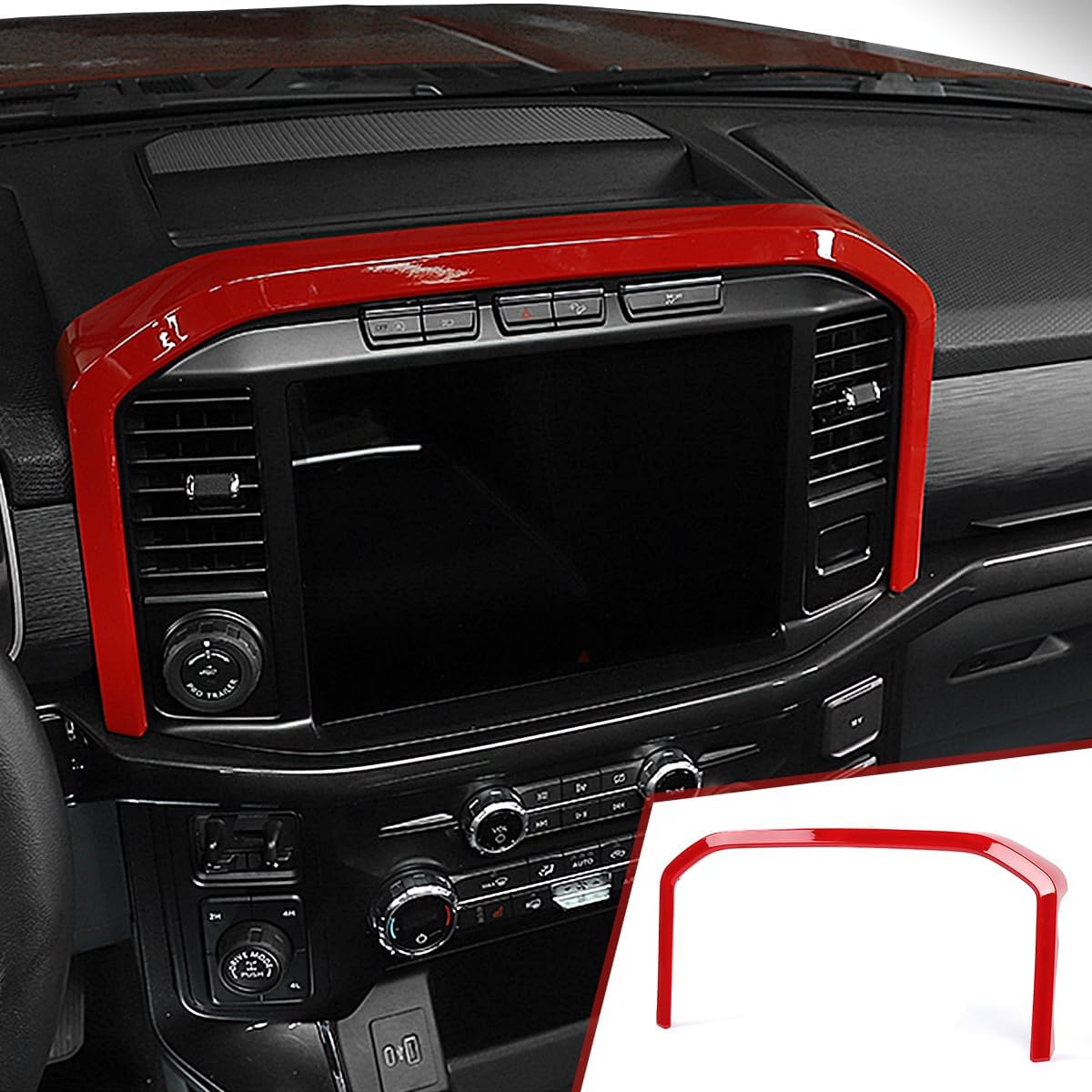 GZXinWei Blue Interior Trim Center Console Screen Frame Panel Sticker Accessories for Ford F150 2021 2022 2023 2024 2025 2026