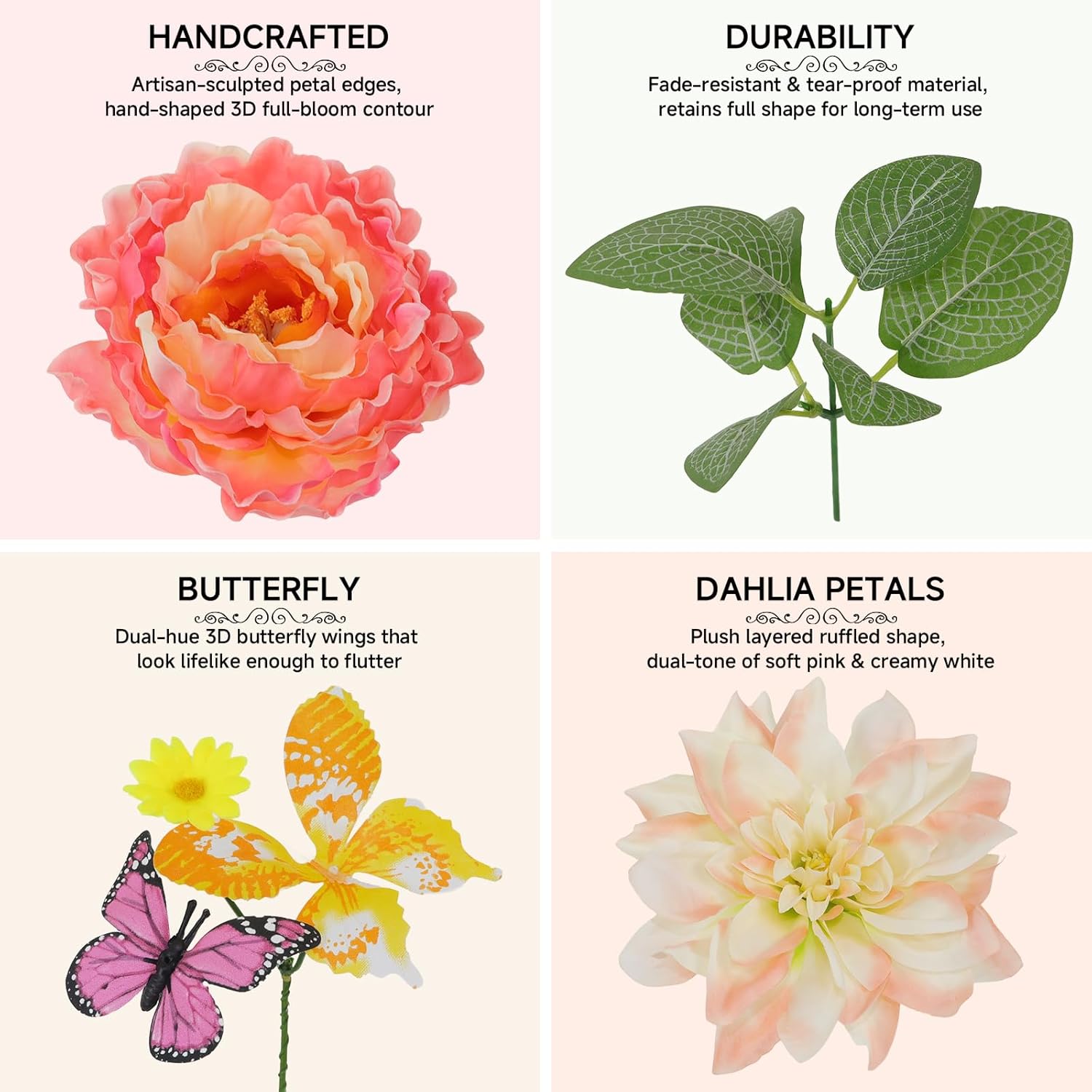 ChrisXiao Spring Wreaths for Front Door 24 Inch Artificial Butterfly Wreath with Butterfly, Peony, Dahlia,for Porch, Entryway, Mantel, Wall, Patio & Decor Year Round Indoor Outdoor for Summer Wreath