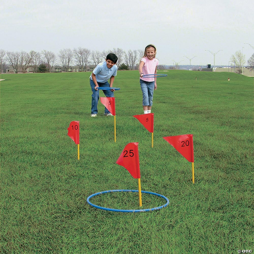 Large Outdoor Ring Toss Game - Includes Rings and Flags - Yards Toys and Active Play