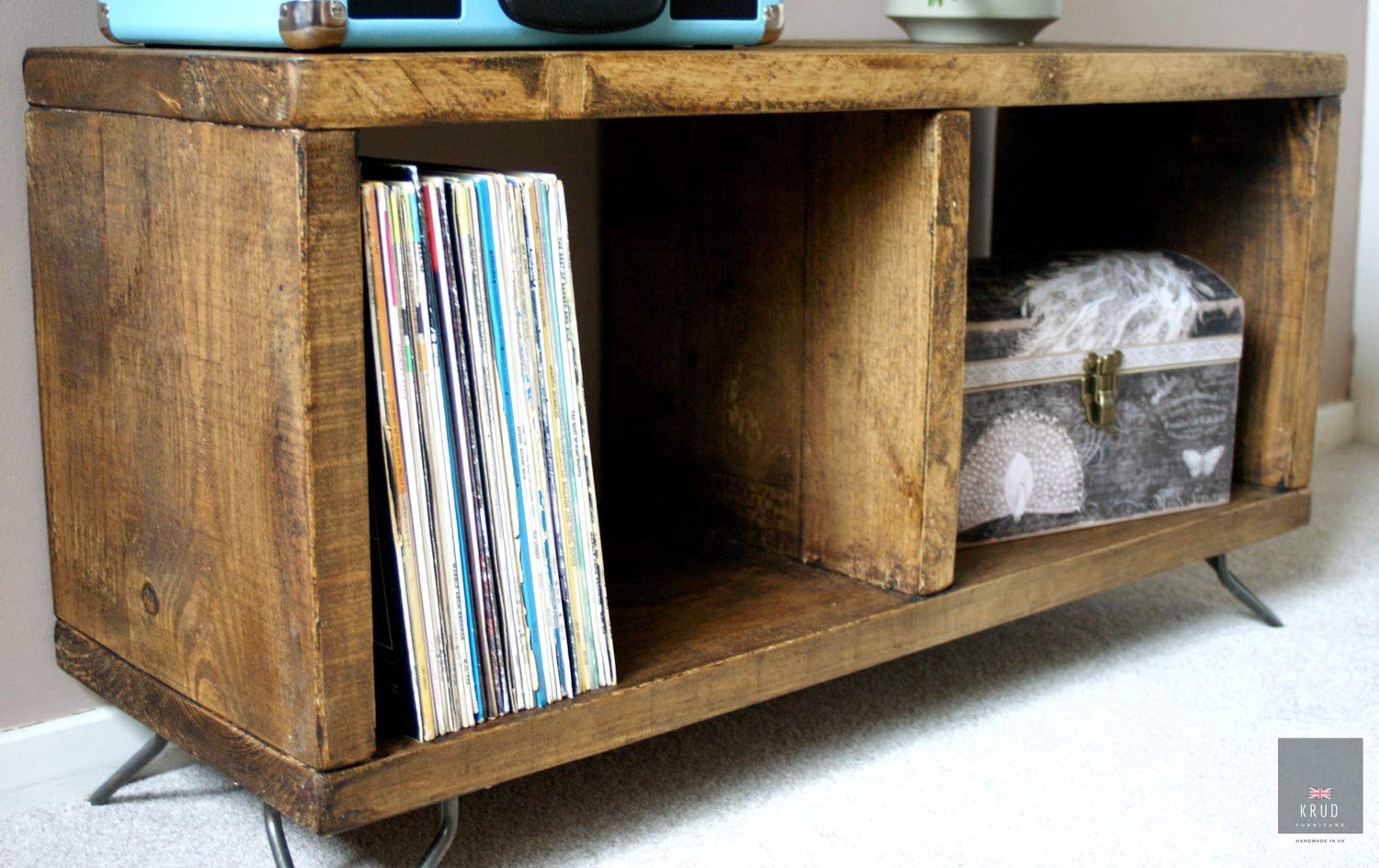 Extra Low Record Player Stand Vinyl Record Storage Turntable Stand