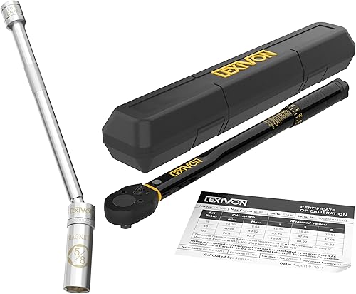 LEXIVON Enchufe de bujía magnética giratoria de 5/8 pulgadas, unidad de 3/8 pulgadas x 10 pulgadas de longitud total de acero Cr-v + llave