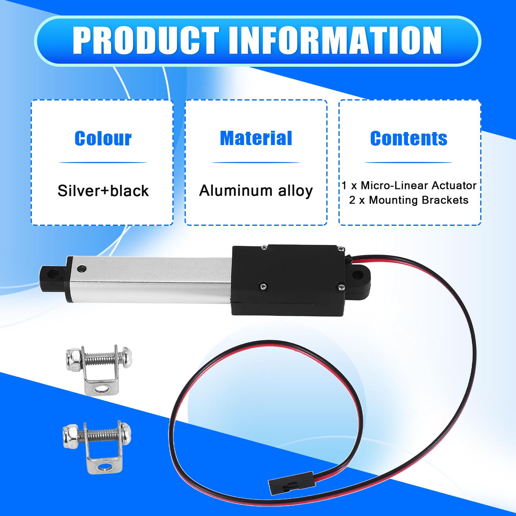 Actionneur Micro-LinéAire, Course de 2 Pouces, 90N/20.3Lb, Vitesse 9.5Mm/S Actionneur LinéAire de Moteur D'Actionneur éTanche éLectrique 12V