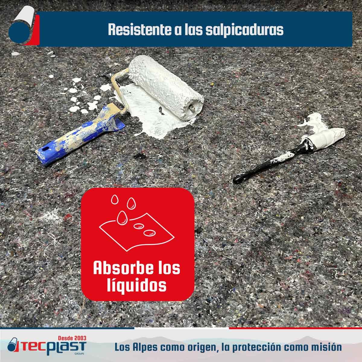 Fieltro protector para Pintura 1x25m - TECPLAST - 120FPE Gris - Económico - Fieltro pintor para suelos