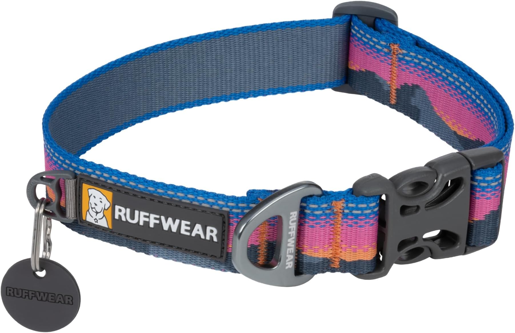 Crag Dog Collar, Stylish Adventure Collar with Premium Reflective Design, Quick Release Buckle, Lightweight All-Day Comfort, Alpine Dusk, 14"-20"
