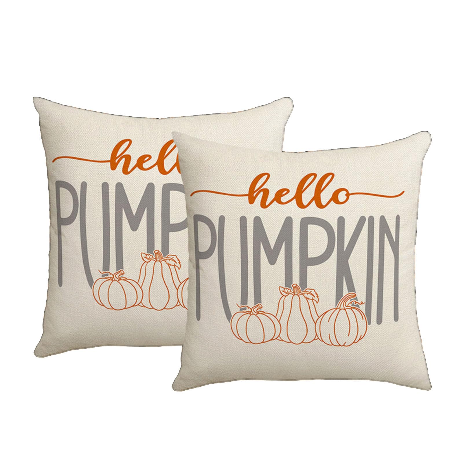 KLUSIET 2pcs Fall Pillow Covers 18x18, Autumn Pumpkin Maple Leaves Throw Pillow Cover, Outdoor Decorative Pillow Cases for Bedroom Couch Sofa Decor(2pcs,H)