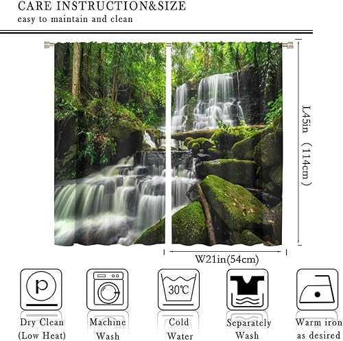 Miniatura 2 de Cortinas de cascada, patrón de paisaje de naturaleza primaveral en el bosque, cortinas térmicas opacas para dormitorio, sala de estar, juego de 2
