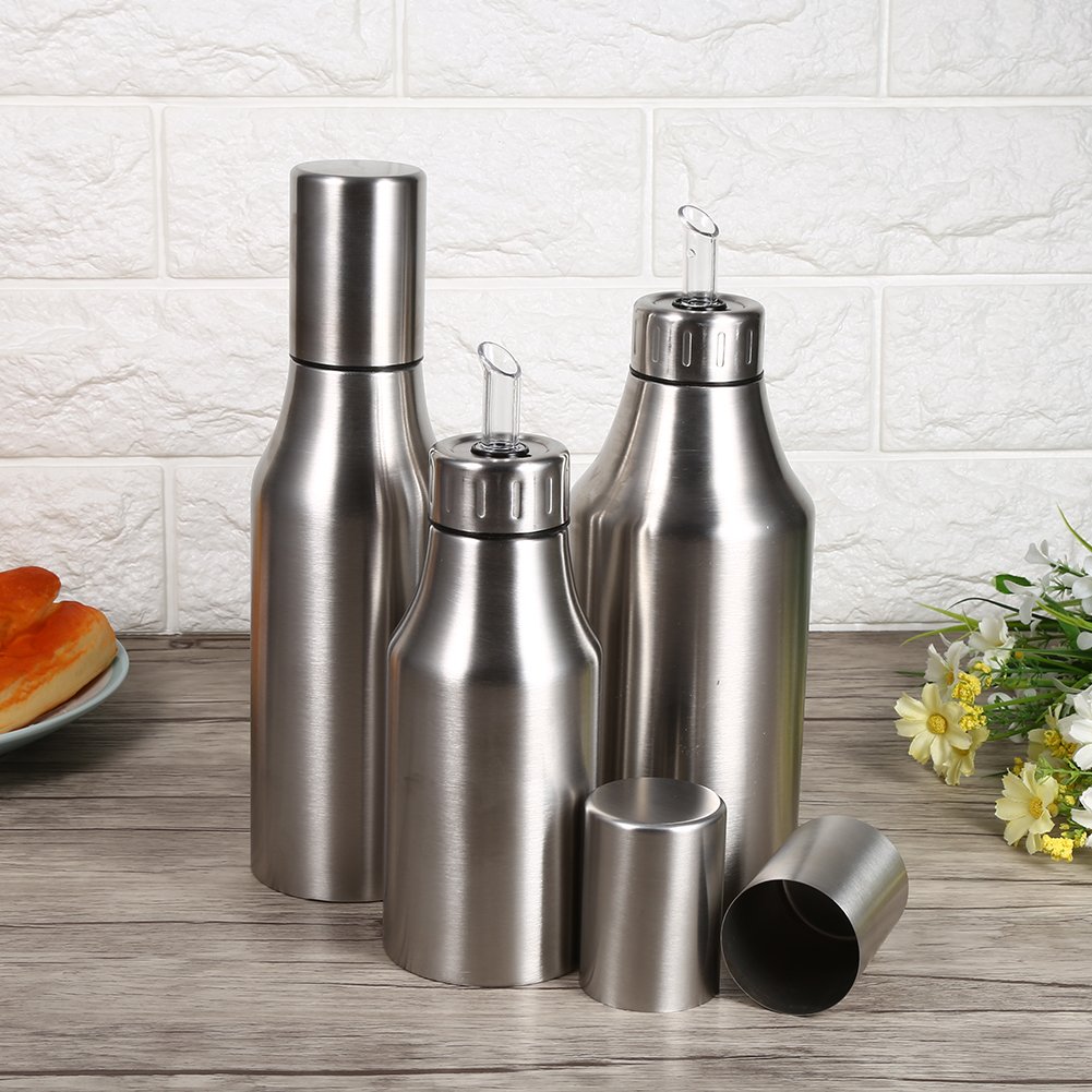 Fdit Oliera Bottiglia Acciaio Inox Dispenser Oliera Pentola Oli Salvagoccia Liquido Distributore Contenitori per Olio e Aceto Utensile da (1000ML)