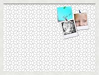Vista 2 de PinPix Tablero de anuncios de corcho de 27 x 20 pulgadas. Este tablero decorativo enmarcado viene con diseño hexagonal de Modeco gris y marco blanco