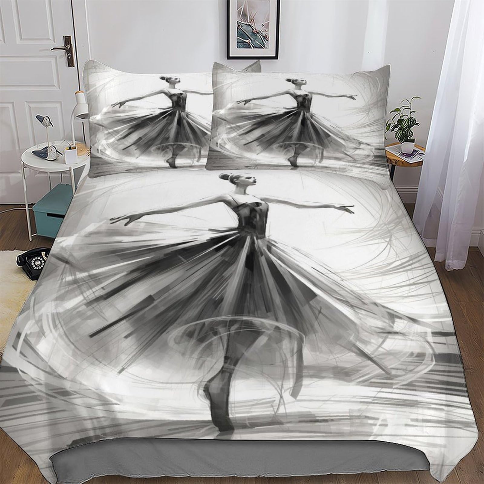 Parure housse de couette coton microfibre motif ballet durable