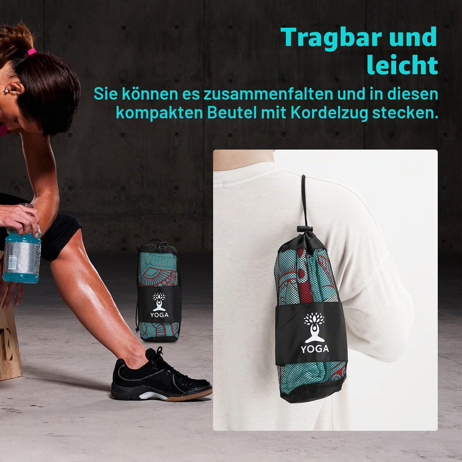 MoKo Yogamatten Handtuch, rutschfest Yoga Handtuch Auflage für Yogamatte Schweißabsorbierend Saugfähig Schnelltrocknend Yogatuch für Pilates Hot Yoga Picknick im Freien