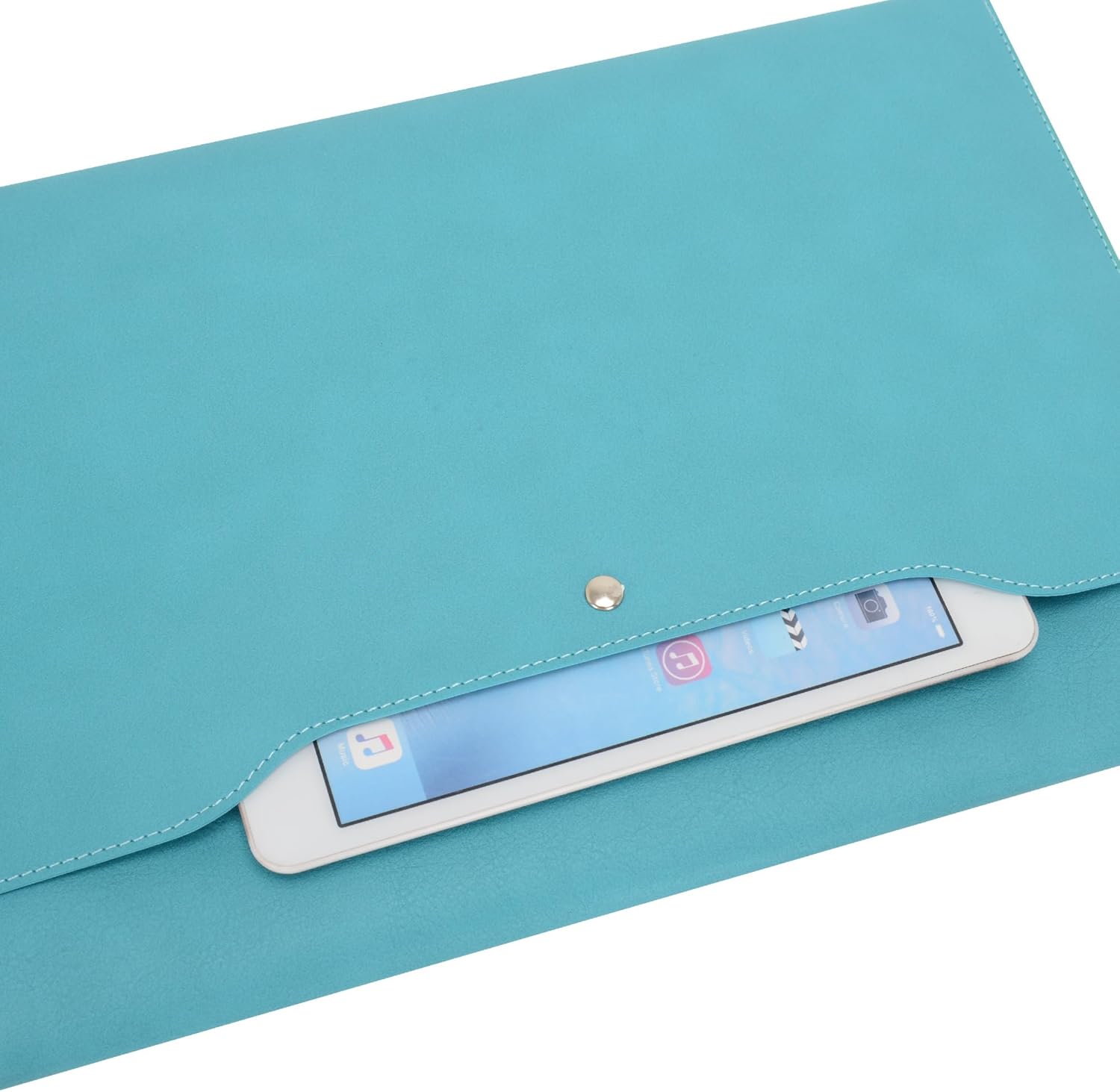 Wonderpool A4 Premium Faux Leather Envelope Documents Multifunction Folders Stationery Bag -Portfolio File for Paper Letter Stationery Organizer and Tablet Case PC Sleeve (Cyan)