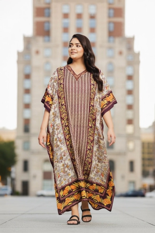 polyester kaftan dress Gypsie Blu Paisley Print Kaftan for Women Polyester Caftan Dress Kimono  Sleeve Plus Size Beach Maxi Dresses (Beige Floral Pattern) at Amazon  Women's Clothing store