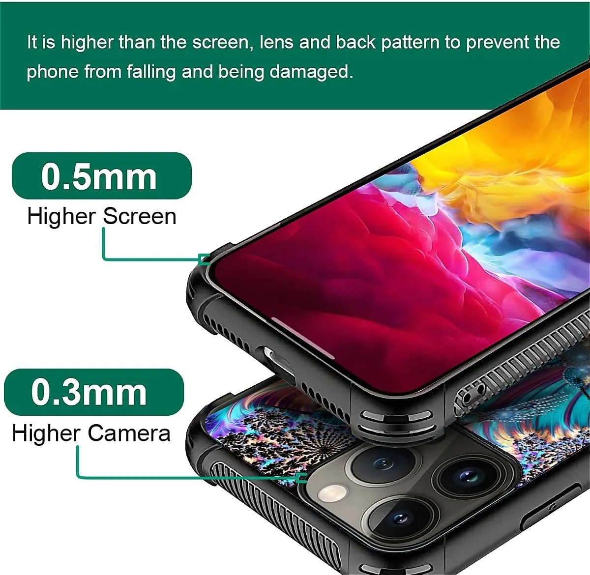 Compatible with iPhone 15 Pro Max Case Reinforced Four Corner Shock-Absorbing Anti Slip Soft TPU Frame Case Compatible with iPhone 15 Pro Max 6.7inch for Girls/Women Pattern Diamond Bird - Image 3