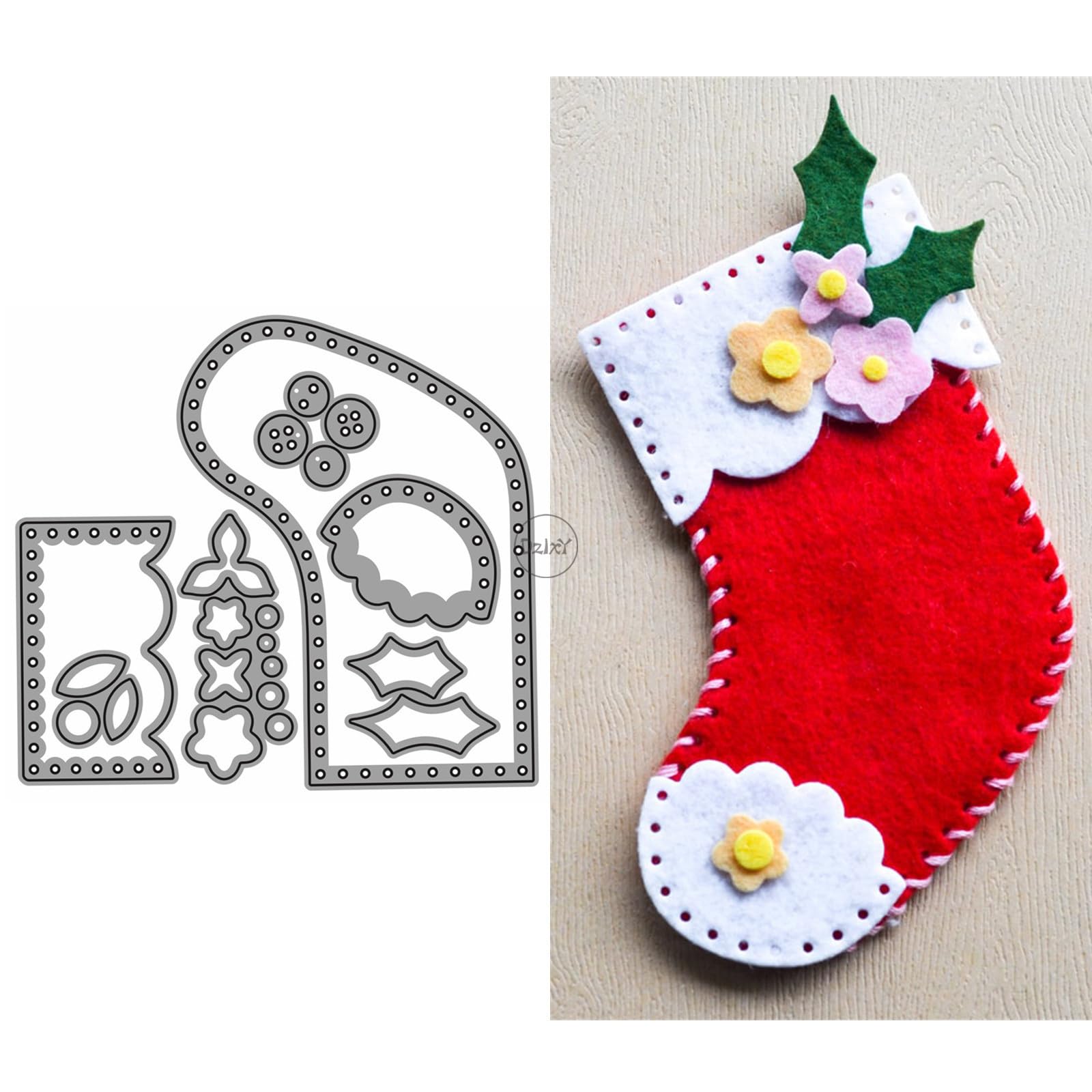 DzIxY Christmas Patchwork Socks Flowers Metal Cutting Dies for Card Making Kit Embossing Paper Die Cuts Set Scrapbook Stencils Supplies Machine Templates