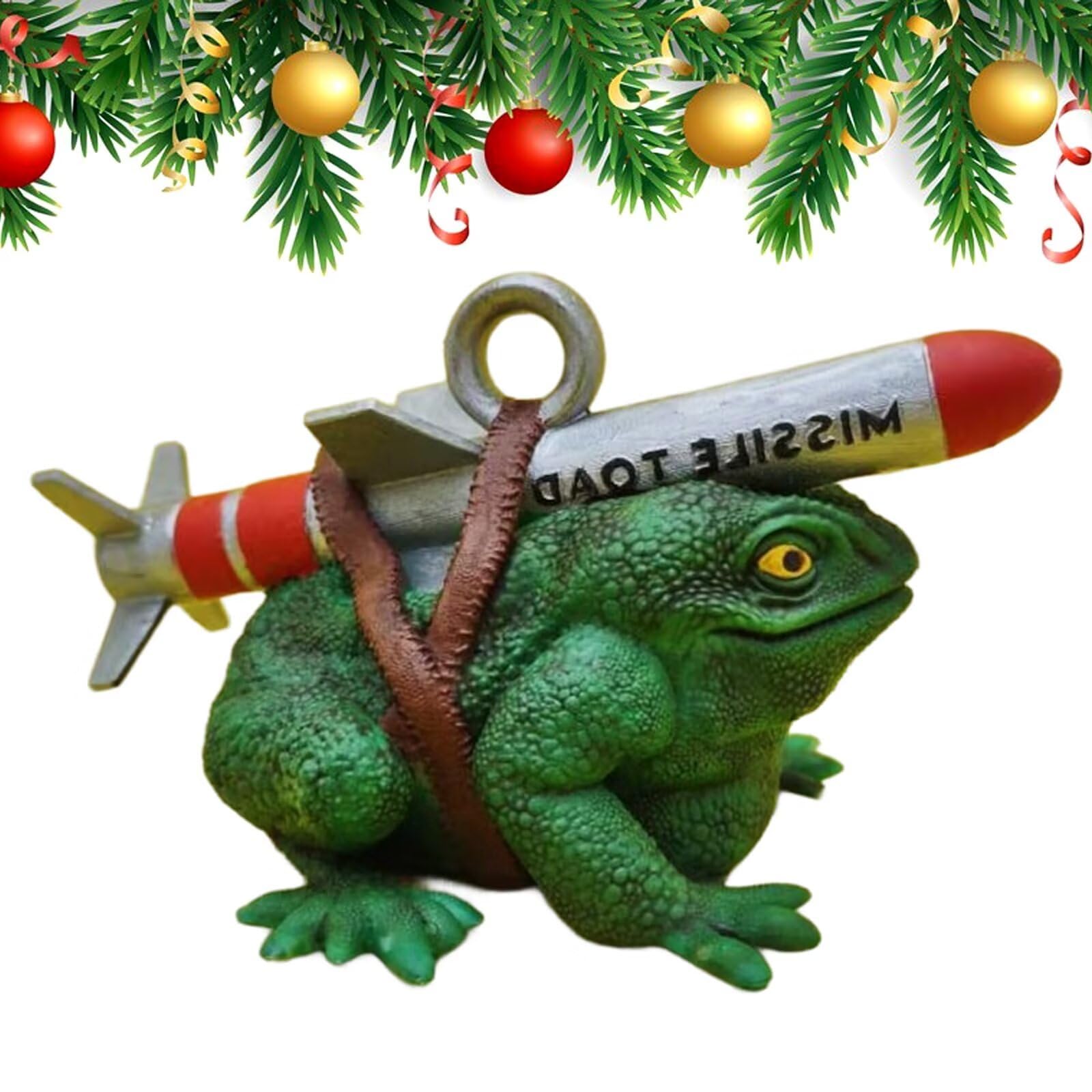 PEXIOAN Christmas Missile Frog Toad Holiday Ornament, Rocket Frog Pendant, Unique Pun Gag Gift, Unforgettable Gift