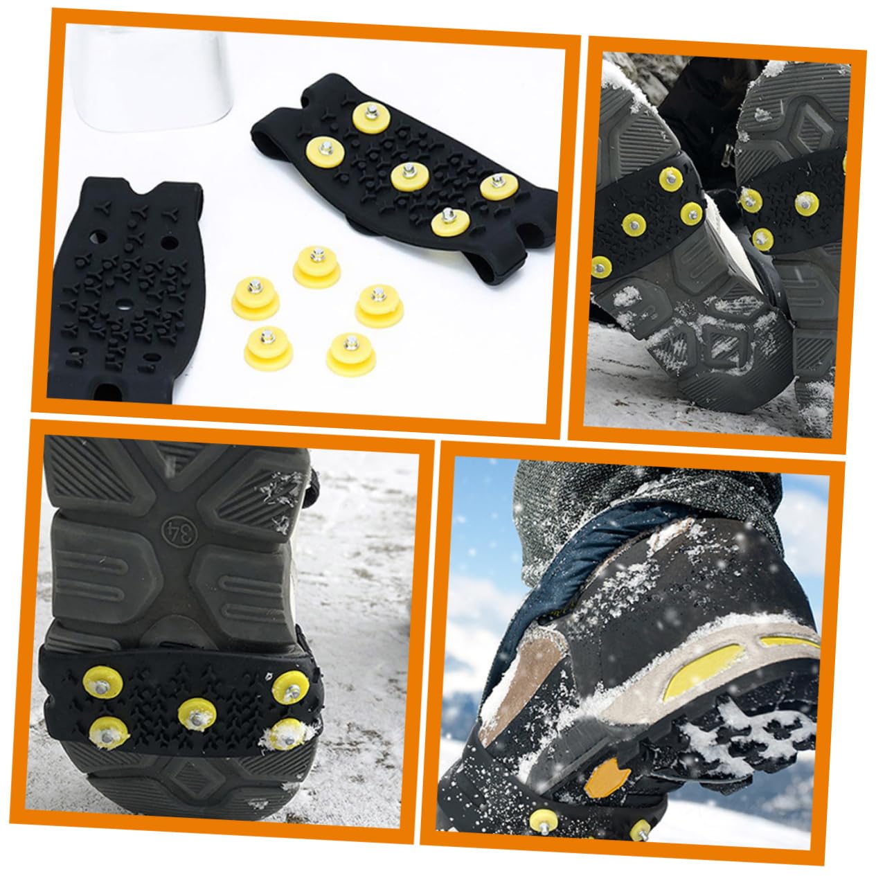 COLLBATH Snow and Ice Crampons Anti-Slip Shoe Covers Gripper Spikes for Outdoor Sports