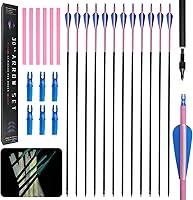 Moyujian 31 Inch Carbon Hunting Arrows Set of 12 - Glow-in-Dark Luminous Tips for Recurve Compound Bows 20-50lbs