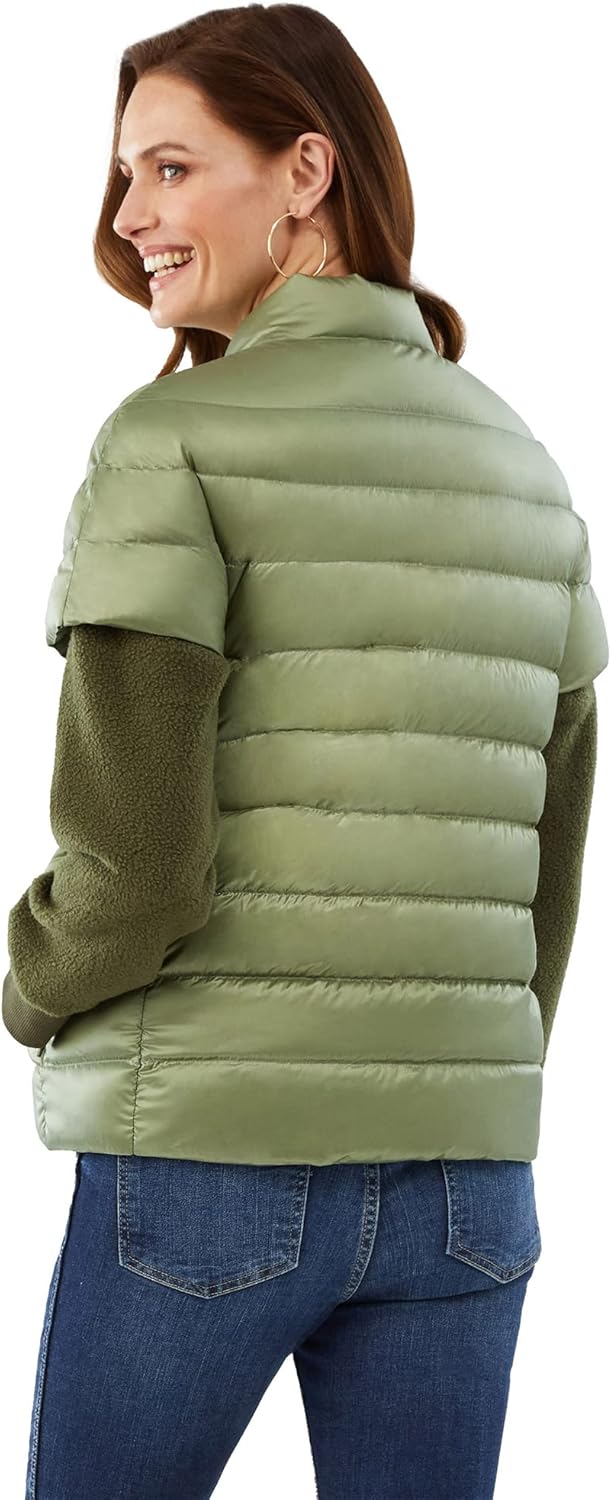 Martha Stewart Women’s Quilted Down Puffer Vest, Lightweight Short Sleeve Jacket with Pockets, Warm Winter Coat - Image 6