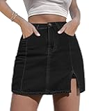 Skorts Skirts for Women Denim Mini Skirt Side Slit with High Waisted Jean Shorts Stretchy