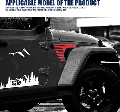 Miniatura 5 de 2 calcomanías de ventilación para guardabarros laterales de automóvil, calcomanías de PVC de 16.34 x 8.86 pulgadas, accesorios creativos, para Jeep