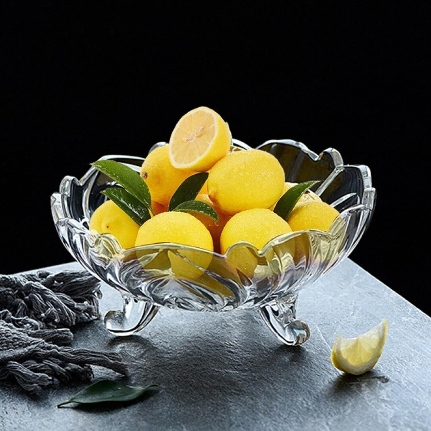 Crystal Glass Fruit Plate Large Capacity Fruit Basket with Base Modern Minimalist Design Fruit Bowl