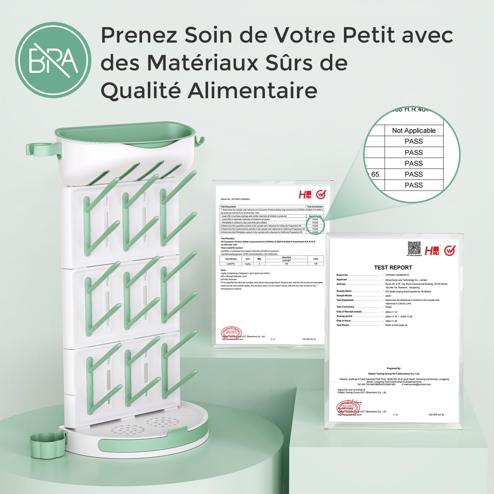 momcozy Égouttoir Vertical Grande Capacité pour Biberons (18 unités) - Design Modulable Compact avec Porte-Brosse Intégré - Sèche-biberons pour Tétines, Tire-Lait et Accessoires | Porte-brosse, Tétines, Tire-lait, Accessoires, Sécable, Étanche, Bébé, Nouv