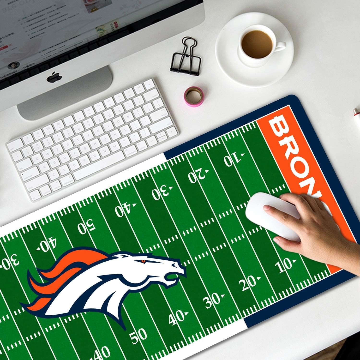 Large Gaming Mouse Pad, Mousepad with Non-Slip Rubber Base for Laptop Computer Desktop Keyboard,Football Fans Boy Husband Gift Orange Design Mat - Image 3