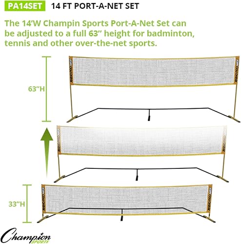 Miniatura 5 de Champion Sports Red deportiva ajustable red deportiva portátil para voleibol, tenis, pickleball y bádminton, múltiples anchos