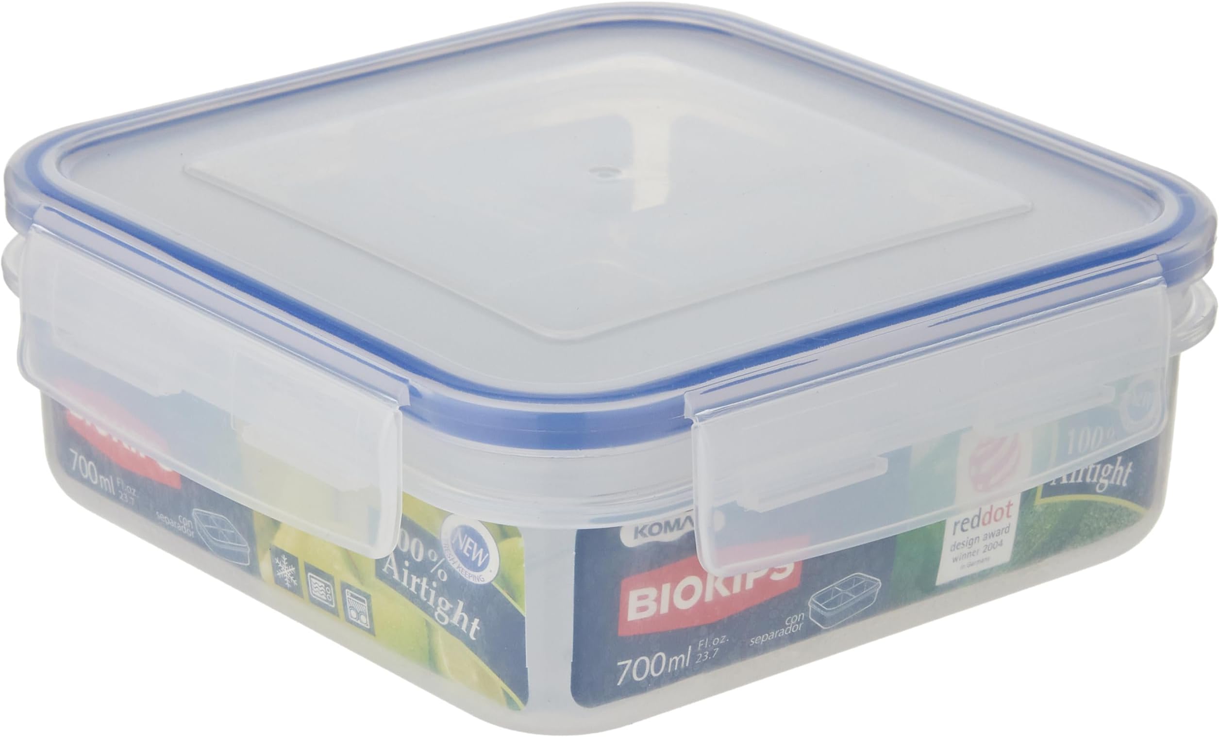 Food Saver with Separator, Clear, 700 ml, Square, Plastic
