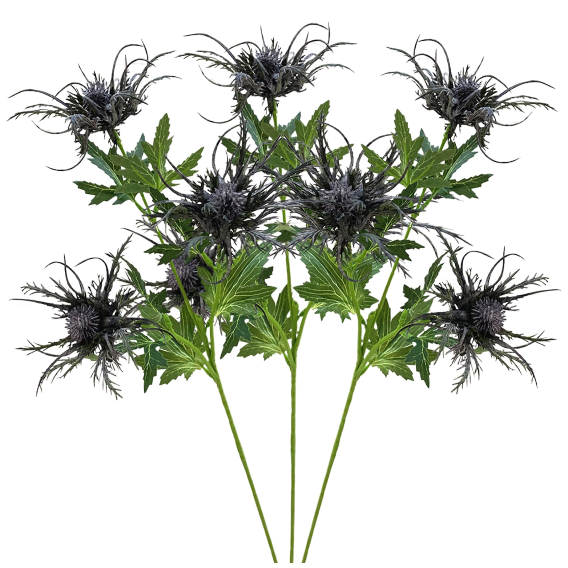 Fleurs artificielles de chardon bleu 26 pouces fausses plantes de taille réelle