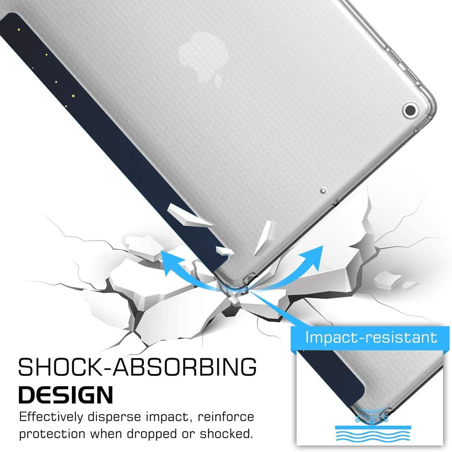 DuraSafe Cases for iPad 9.7 Inch 5/6 [iPad 5th 6th Gen ] A1893 A1954 A1822 A1823 Printed Smart Trifold Lightweight Soft Silicone Transparent Front & Back Cover - Night Sky