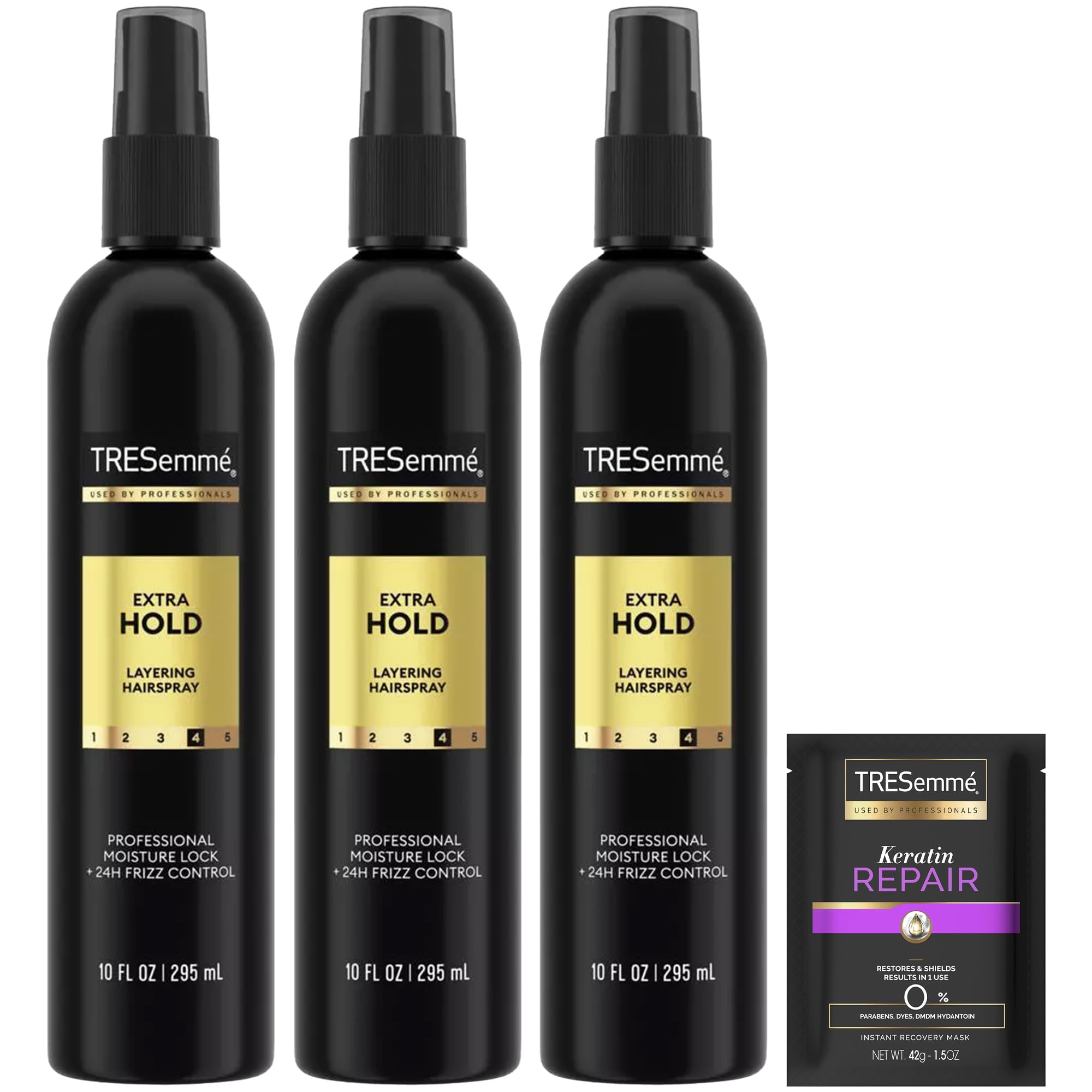 Extra Hold Hairspray, Non-Aerosol 3-Pack, 24H Hold & Frizz Control + Keratin Repair Hair Mask