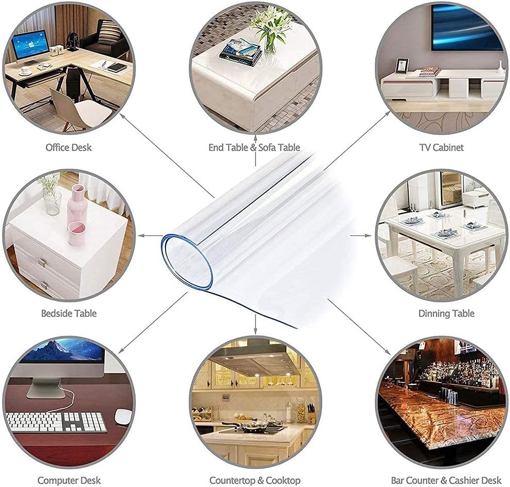 Living Room Accessories Clear Plastic Tablecloth Vinyl PVC Table Protector Waterproof Stain Resistant Easy Care Table Cover Suitable for Kitchen Tablecloth