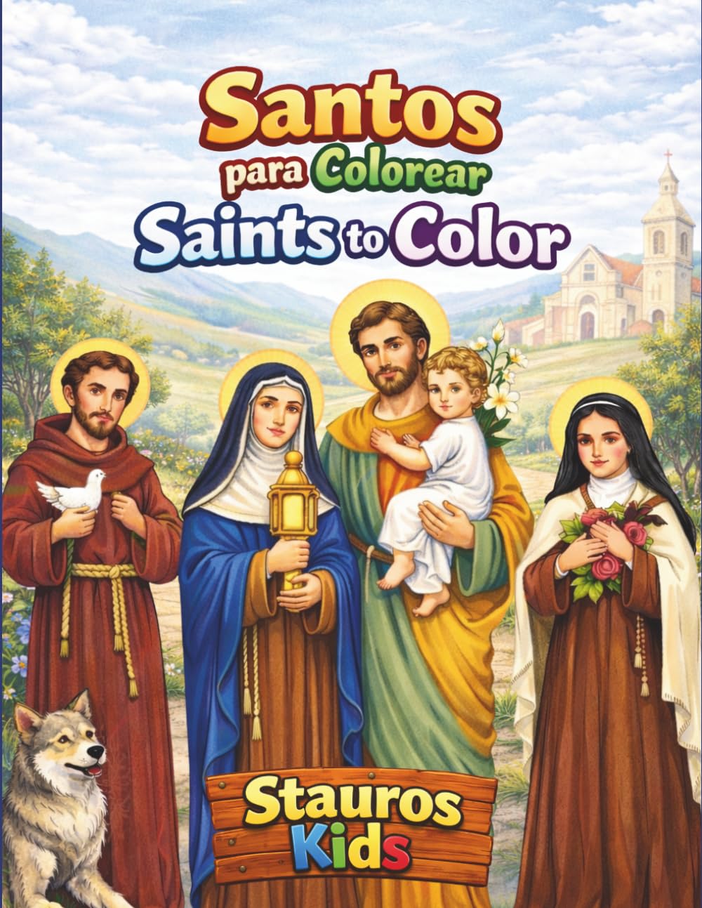 Saints Coloring Book for Kids: Bilingual Spanish English Catholic Coloring Book with Saint Stories