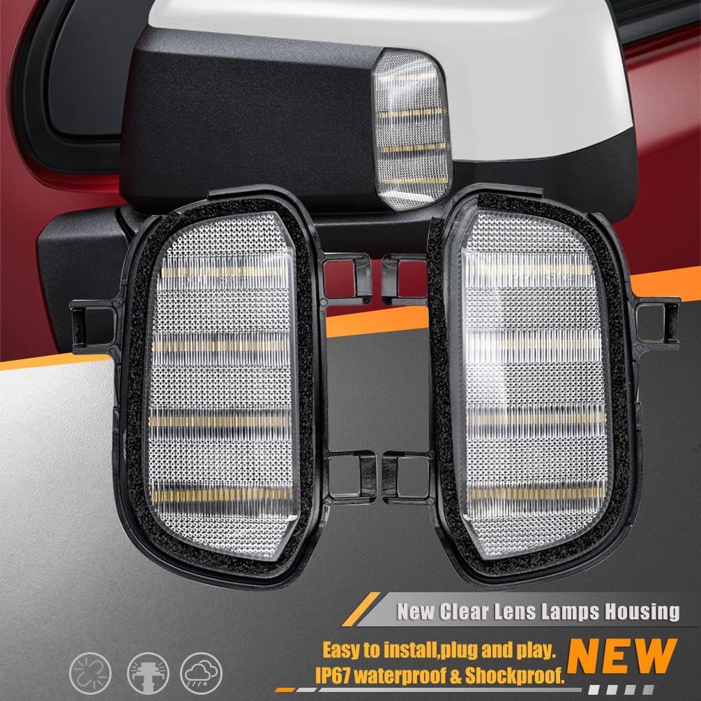 NJSBYL Side Mirror LED Puddle Work Lights for 2019-2023 GMC Sierra 1500, 2019-2023 Chevy Silverado 1500, 2019 Chevy Silverado 1500 LD Front Mirrors Task Parking Lamps Clear Lens 84309724 84309723