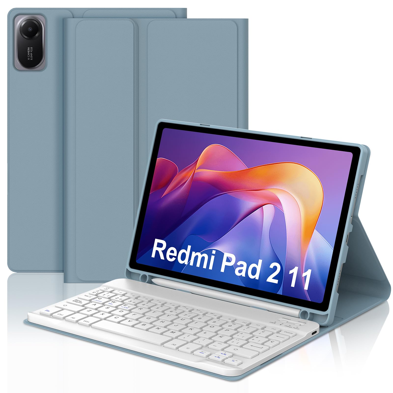 Teclado para Redmi Pad 2 11" Funda FOGARI con Teclado Español Ñ Extraíble Azul 8
