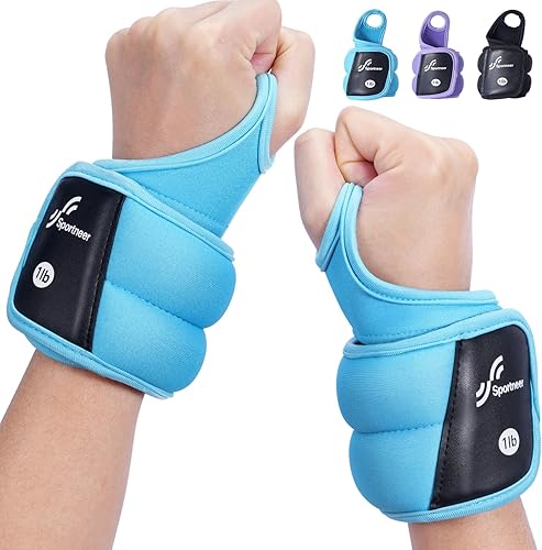 Sportneer Pesas de muñeca con agujero para el pulgar para hombres y mujeres, pesas para mano de brazo para correr, caminar, trotar, fisioterapia,