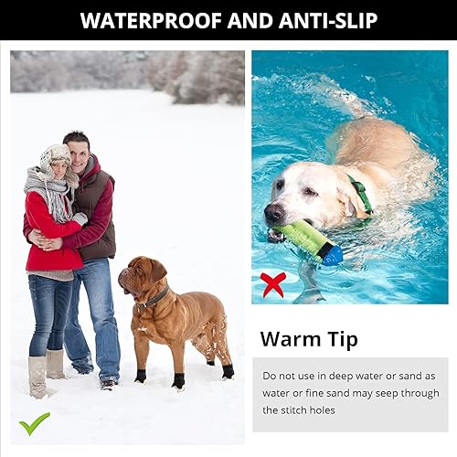 Miniatura 7 de Zapatos para perros pequeños a grandes, antideslizantes, botas de nieve para perros, zapatos impermeables para cachorros con correas reflectantes,