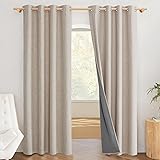 NICETOWN Oatmeal Vintage Open Linen Weave Flax Thermal Curtains, 100% Blackout Curtains 84 inches Long for Dining Room, Soundproof Window Treatment Drapes for Hall Room, 52' Wide Per Panel, Set of 2 52'W x 84'L (Pack of 2) Oatmeal