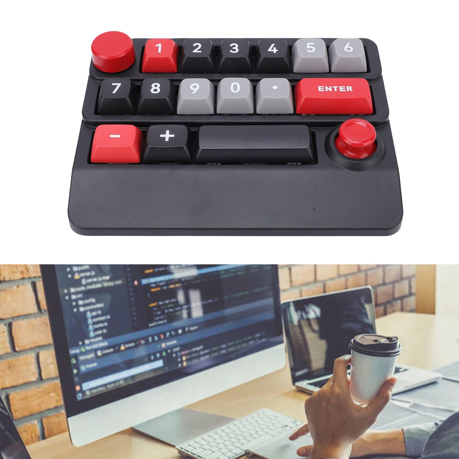 Pavé Numérique Mécanique, Clavier Macro Programmable sans Fil 2,4 G Bluetooth Filaire Type C RVB rétroéclairé, pavé Numérique échangeable à Chaud, Clavier Rechargeable, (Noir Rouge)