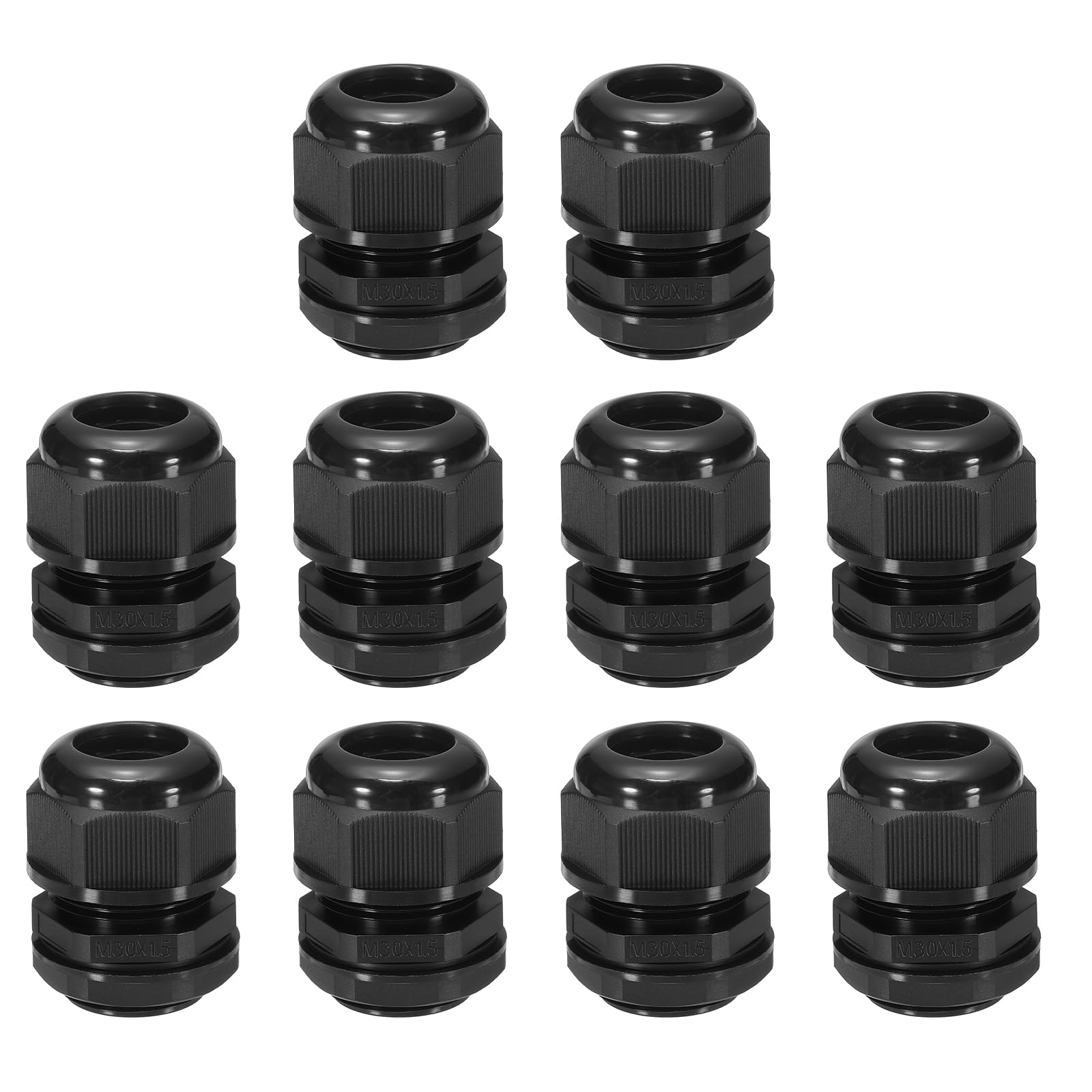 sourcing map 10 Pcs M30x1.5" Cable Glands Adjustable 12-18mm PA6 Nylon IP68 Waterproof Connectors with Seals Anti-Corrosion for Industrial/Outdoor Electrical Systems (Black) — image 1